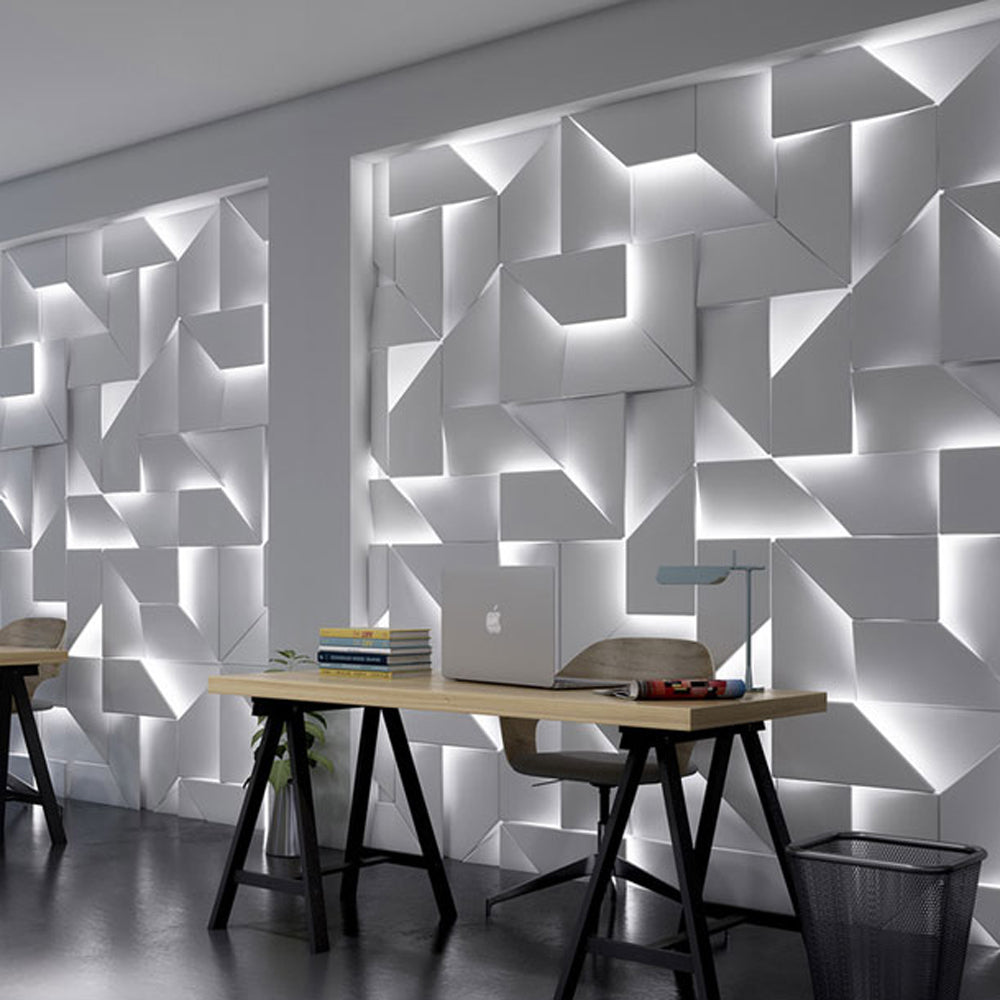 Arisha Art Decó Geometrío Metal/Papel Aplique de Pared Blanco