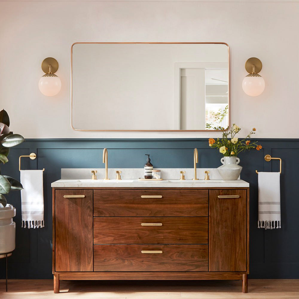 Aegis Modern Minimalist Globe Brass Glass Sconce Wall Lamp - Lamp Copper