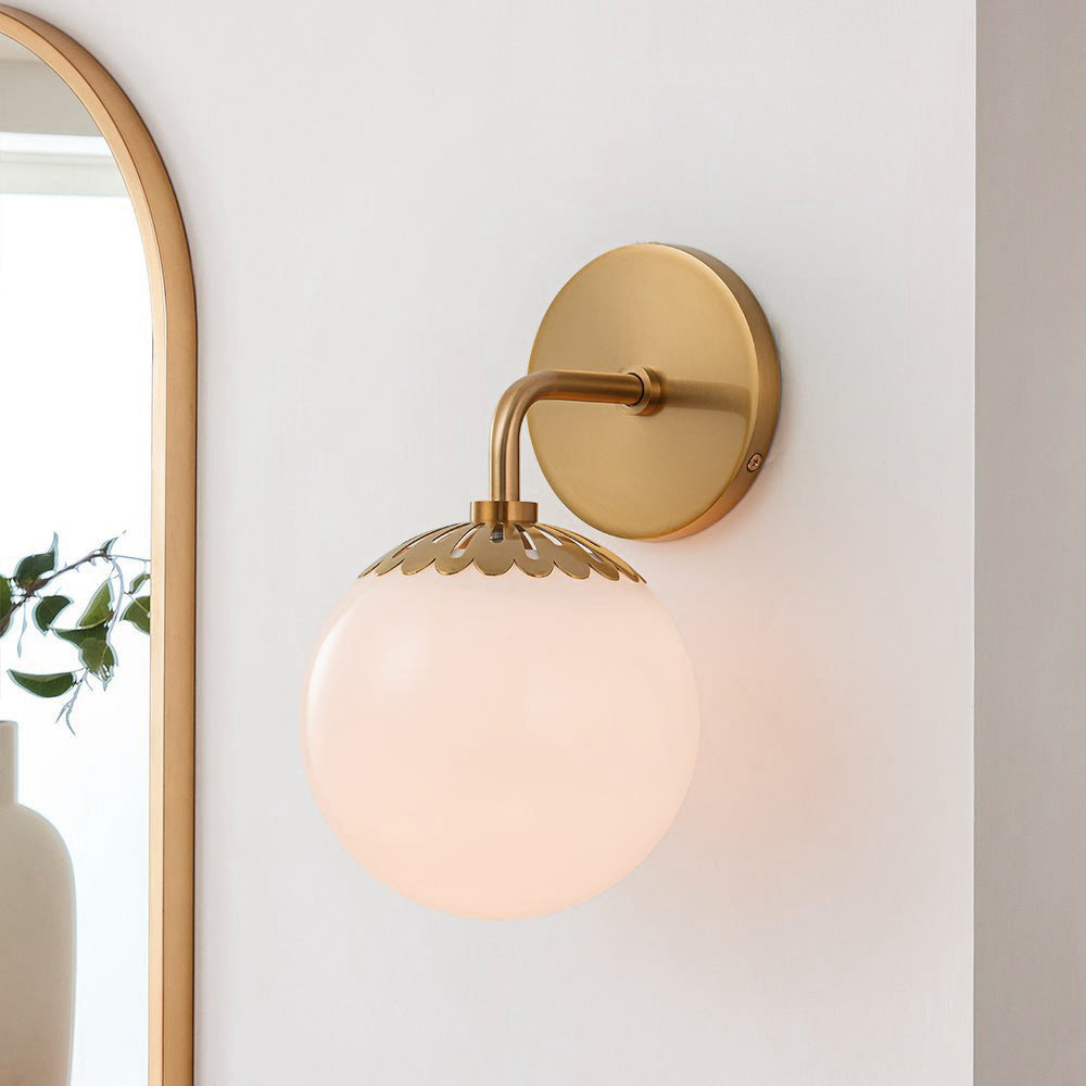 Aegis Modern Minimalist Globe Brass Glass Sconce Wall Lamp - Lamp Copper