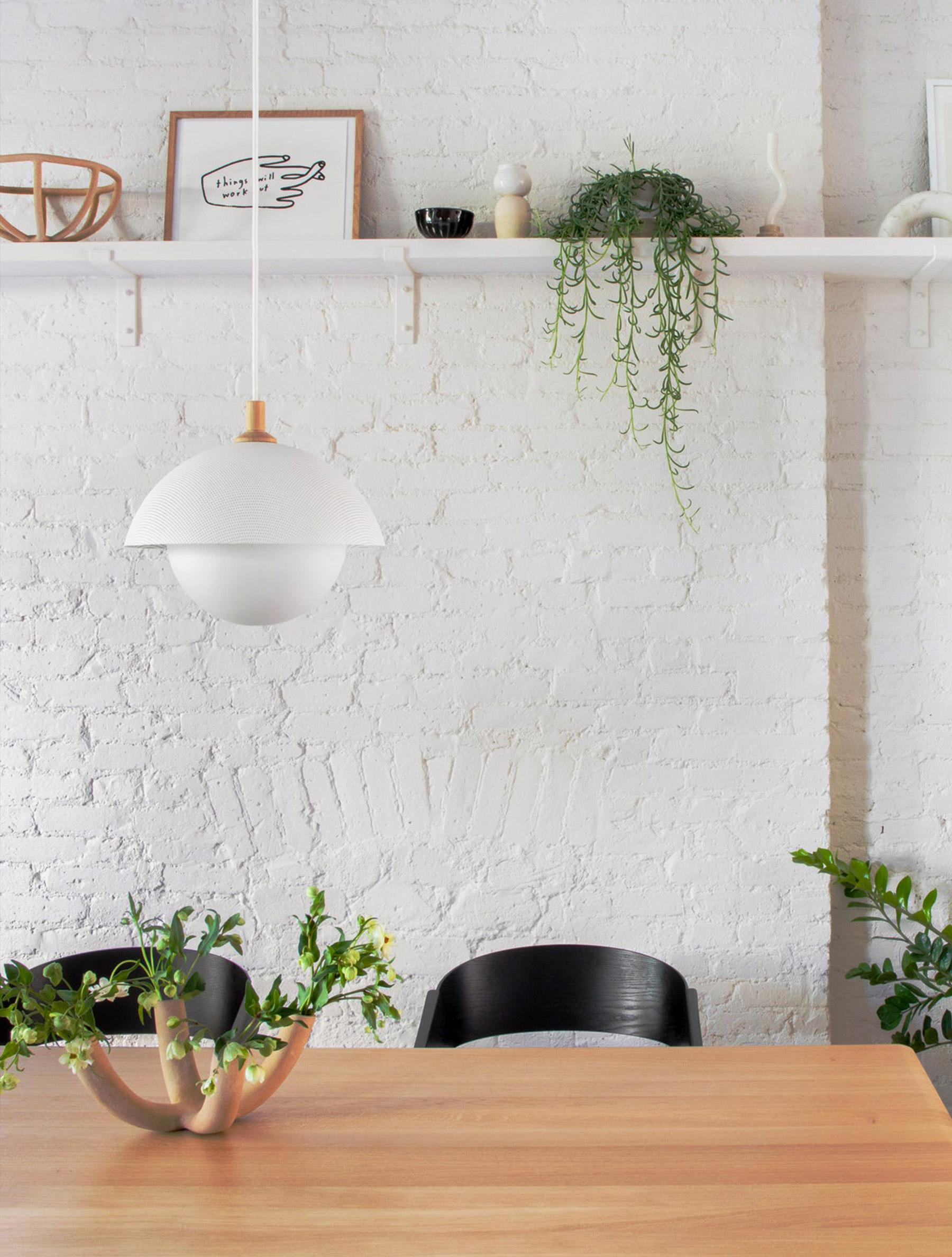 Pith Modern Minimalist Dome Perforated Wooden Metal Pendant Lamp - Lamp Copper