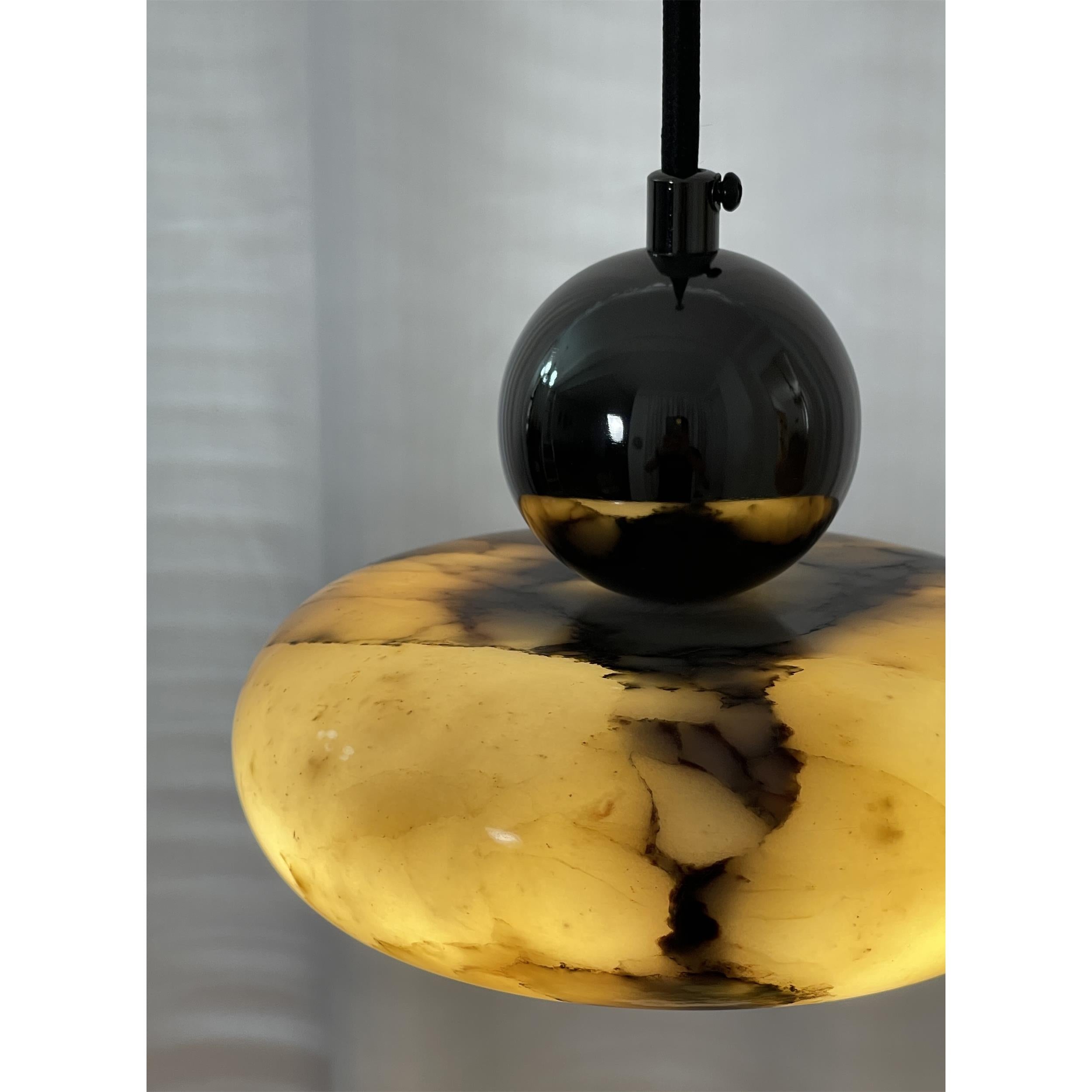 Ridge Modern Minimalist Marble Metal Pendant Lamp - Lamp Copper