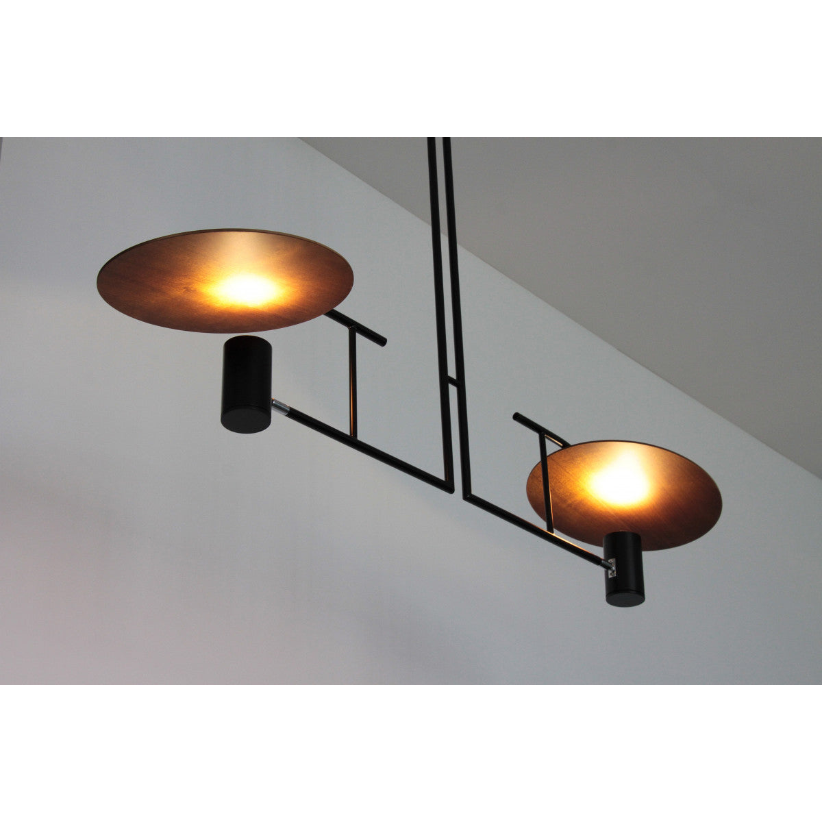 Warp Premium Elegance Linear Wooden Metal Chandelier - Lamp Copper