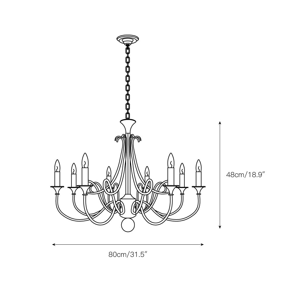 Braid Vintage Double Twist Brass Crystal Chandelier - Lamp Copper