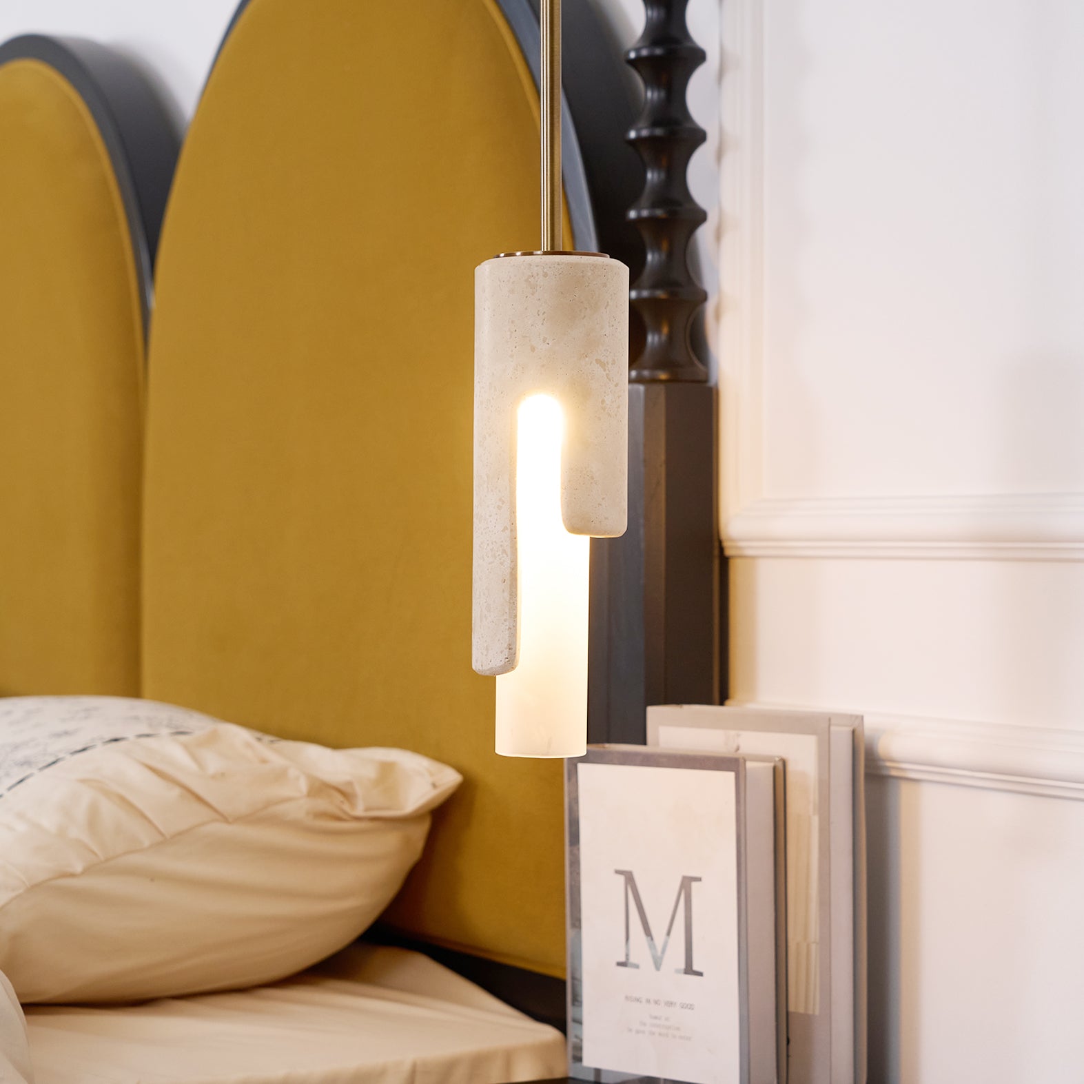 Elix Modern Minimalist Marble Glass Pendant Lamp - Lamp Copper