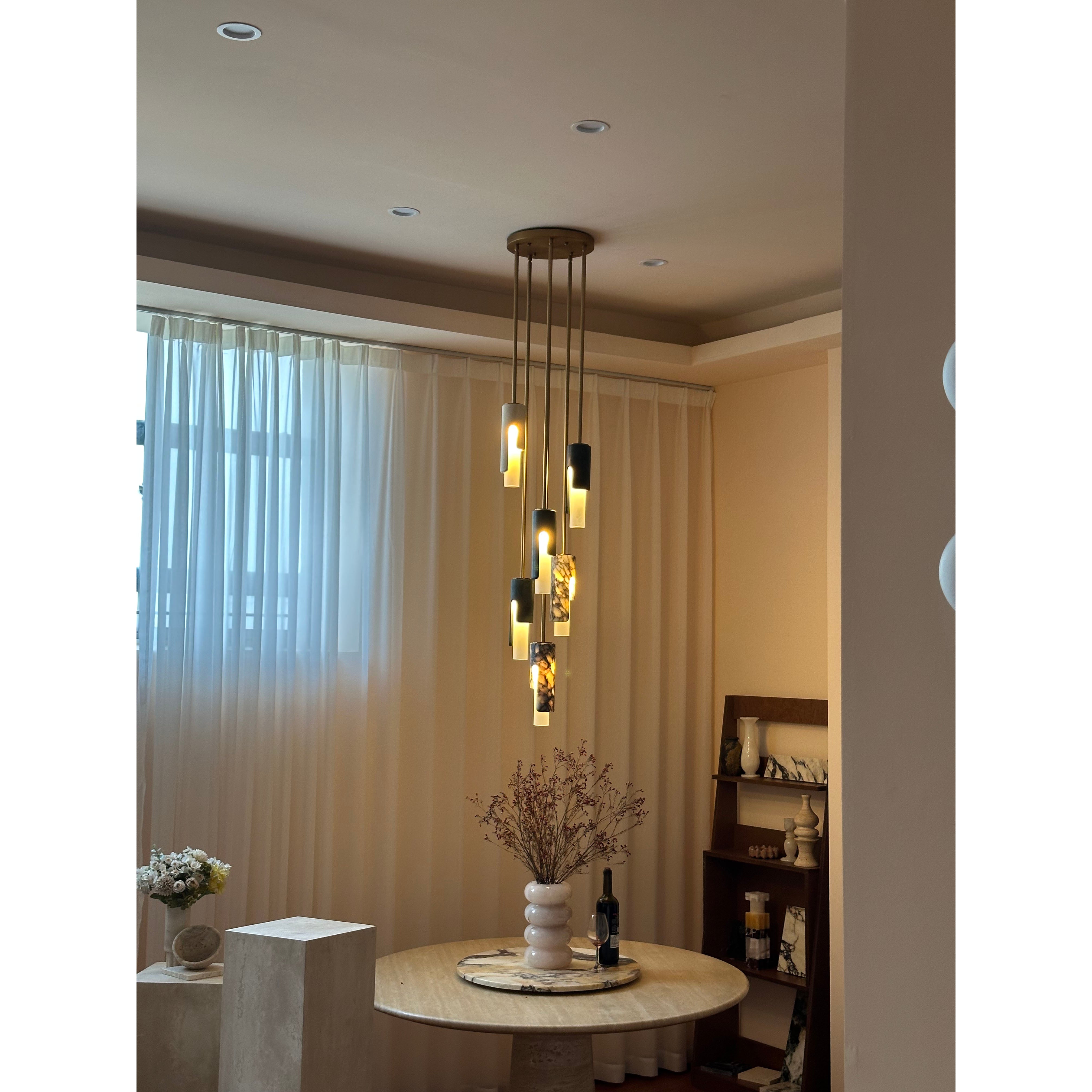 Elix Modern Minimalist Marble Glass Pendant Lamp - Lamp Copper