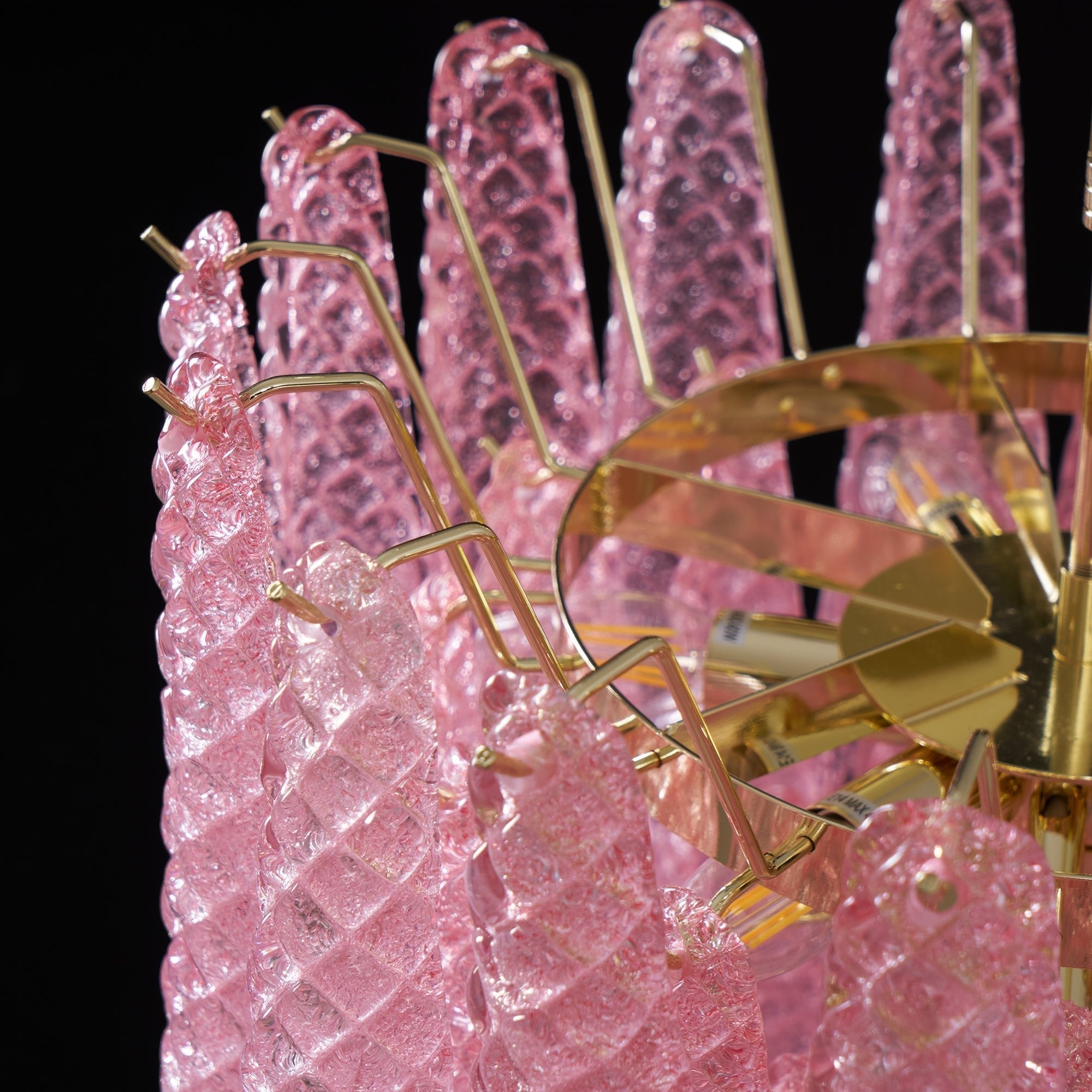 Aurora Chandelier Pink Droplet Murano Glass Diamond Pattern Waterfall - Letslighting