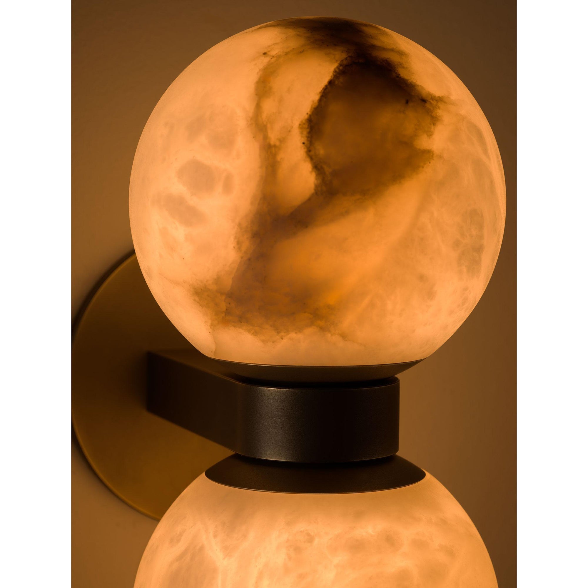 Lush Modern Minimalist Globe Alabaster Wall Lamp - Lamp Copper