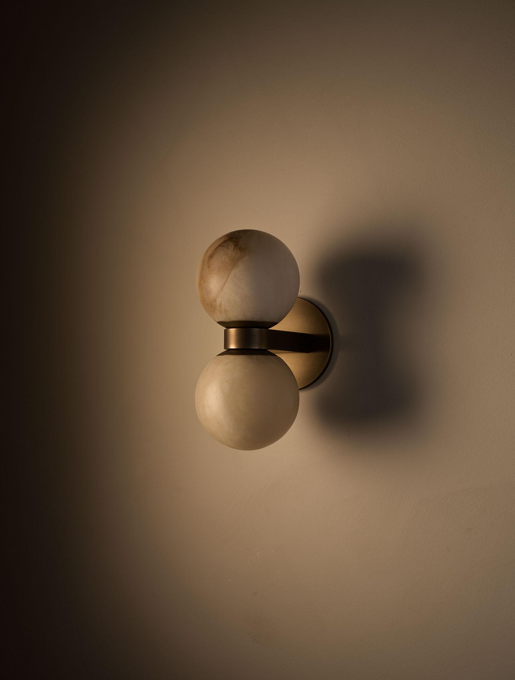 Lush Modern Minimalist Globe Alabaster Wall Lamp - Lamp Copper