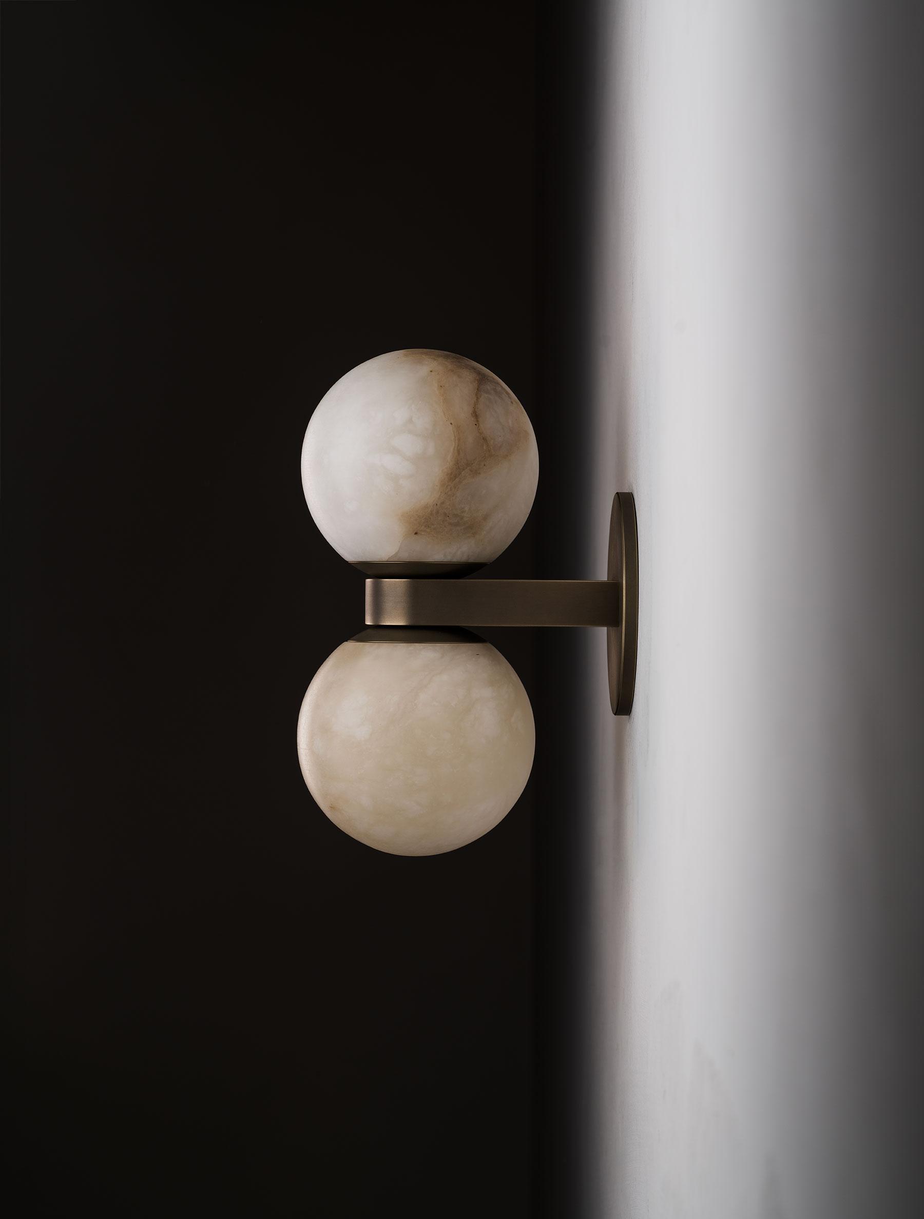 Lush Modern Minimalist Globe Alabaster Wall Lamp - Lamp Copper