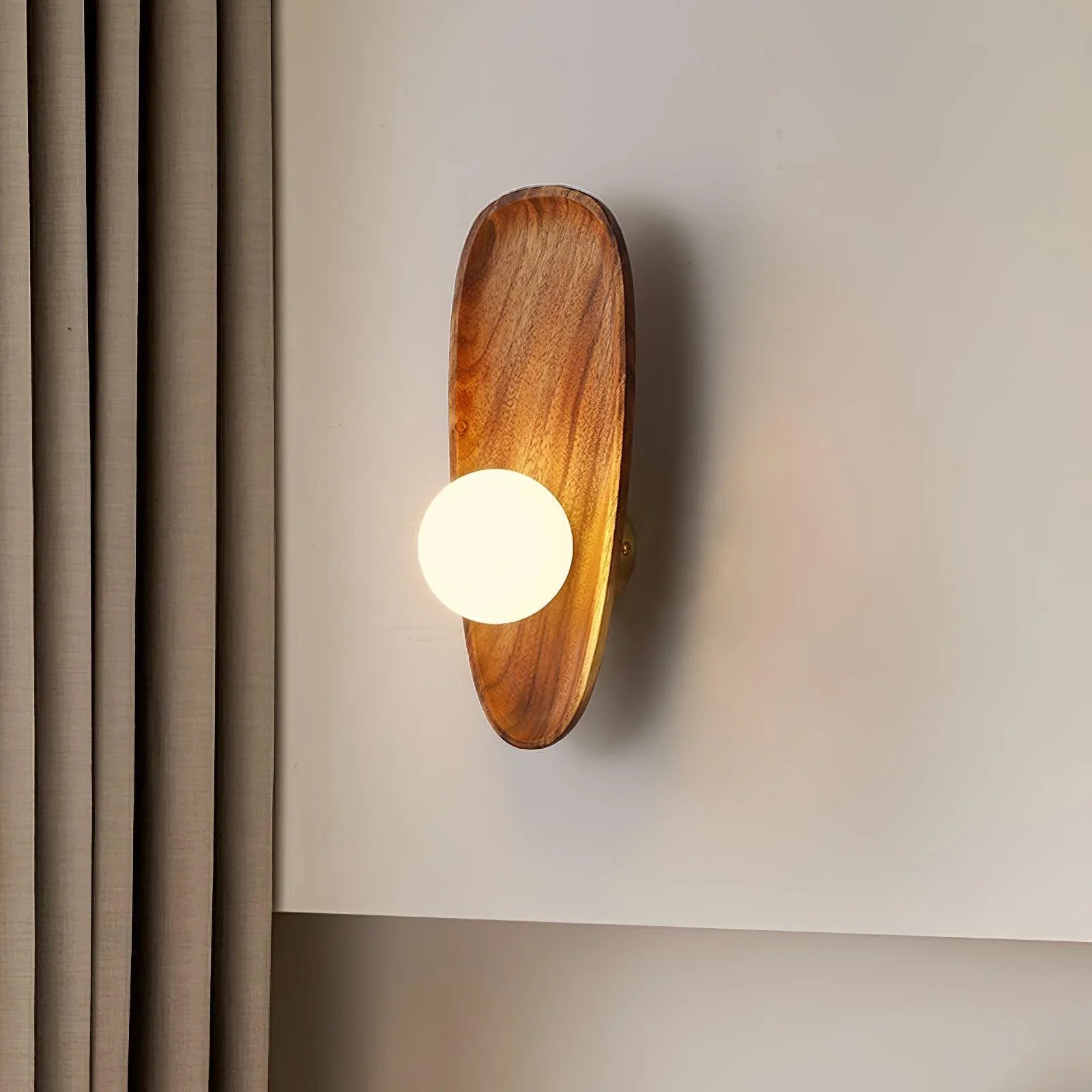 Ligno Wall Lamp Natural Wood Glass