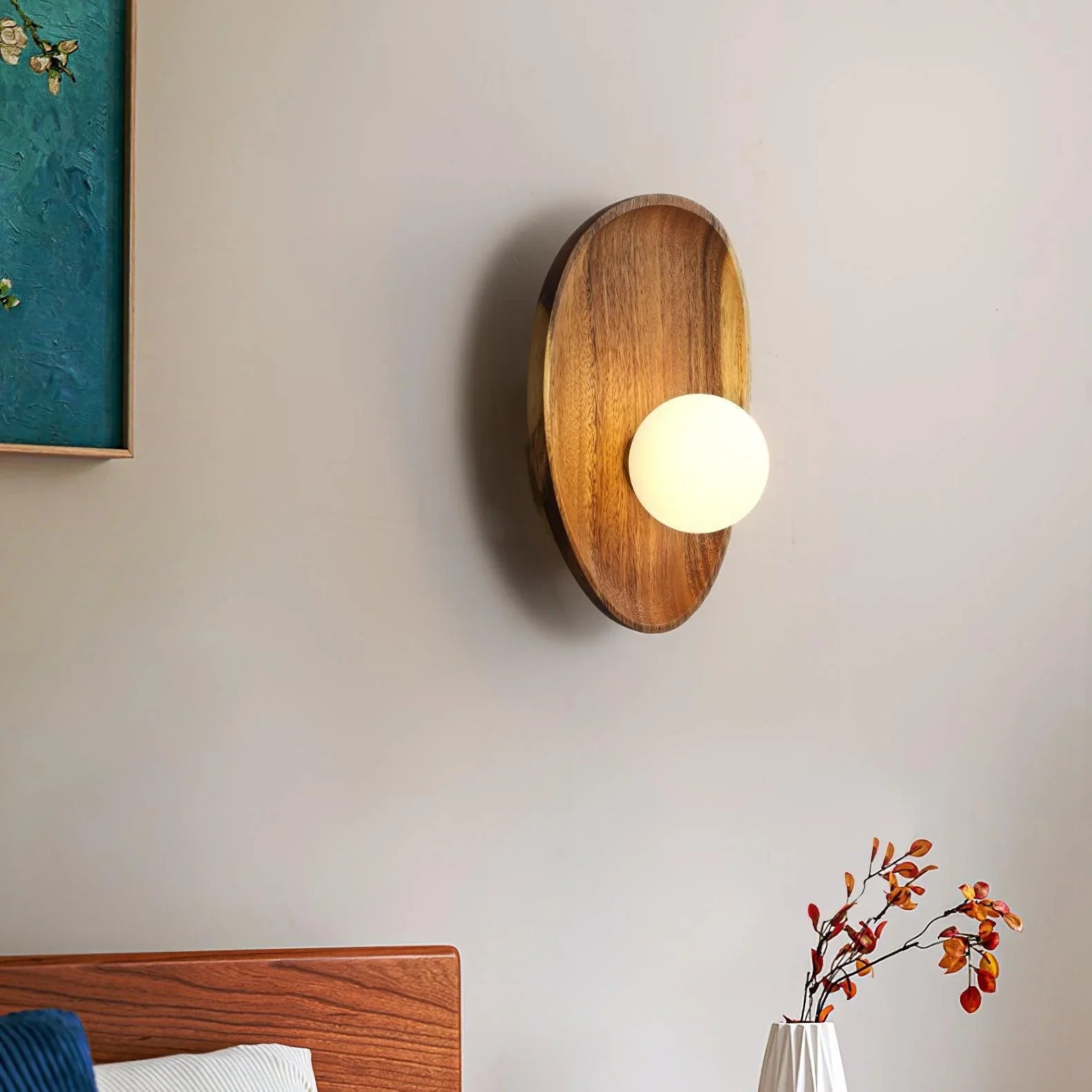 Ligno Wall Lamp Natural Wood Glass