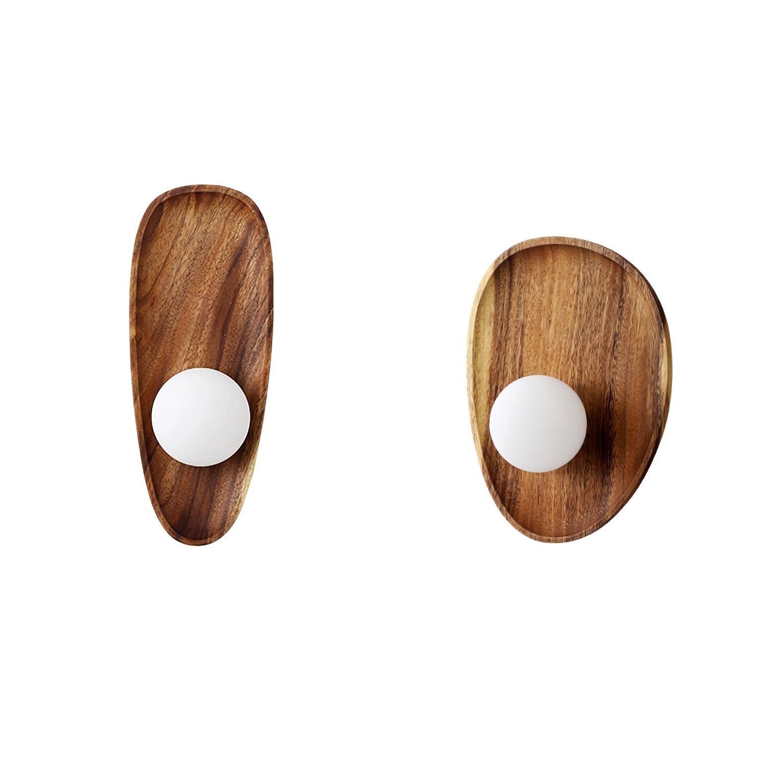 Ligno Wall Lamp Natural Wood Glass