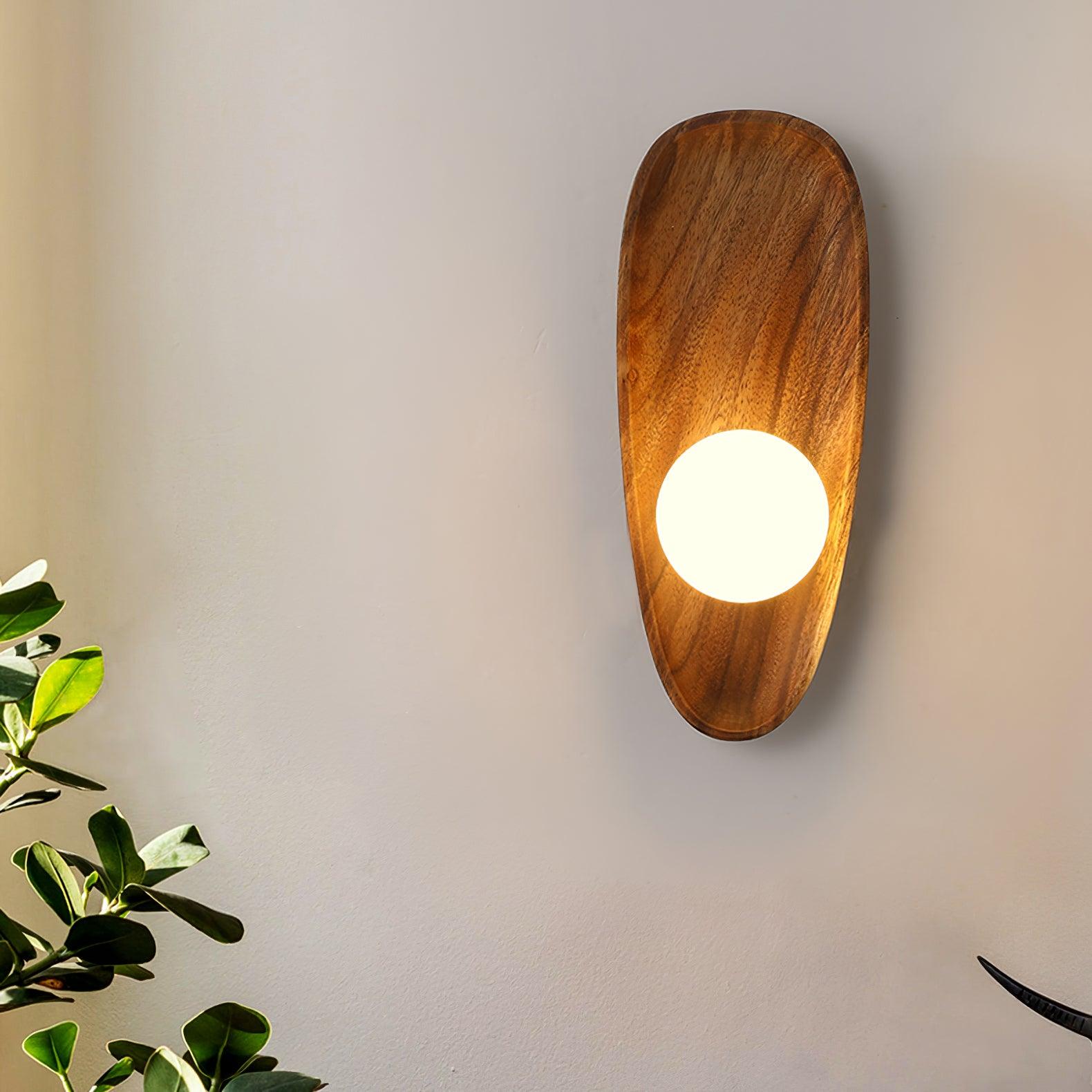 Ligno Wall Lamp Natural Wood Glass