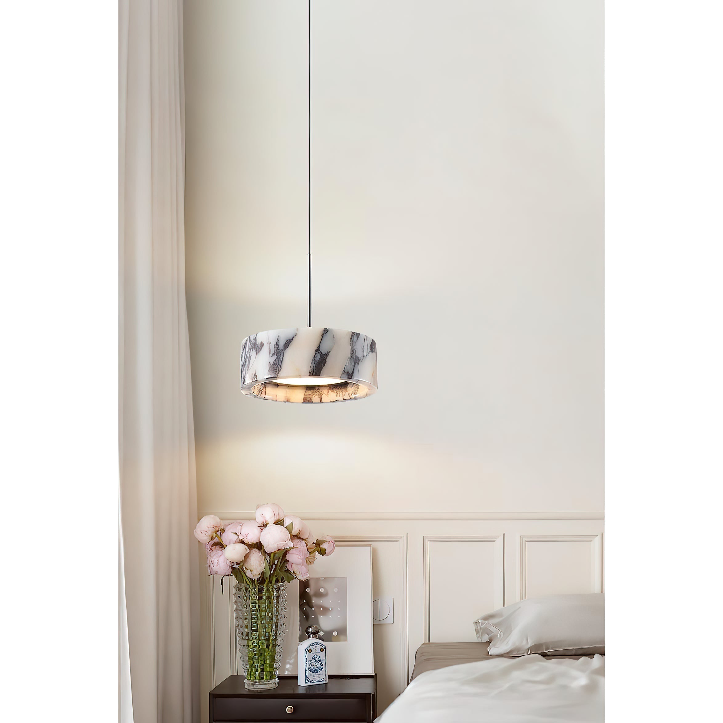 Glide Modern Minimalist Marble Metal Pendant Lamp - Lamp Copper