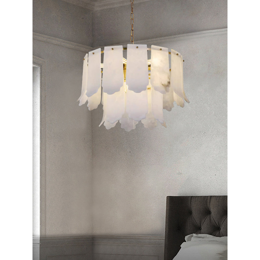 Hue Postmodern Luxury Brass Alabaster Chandelier - Lamp Copper