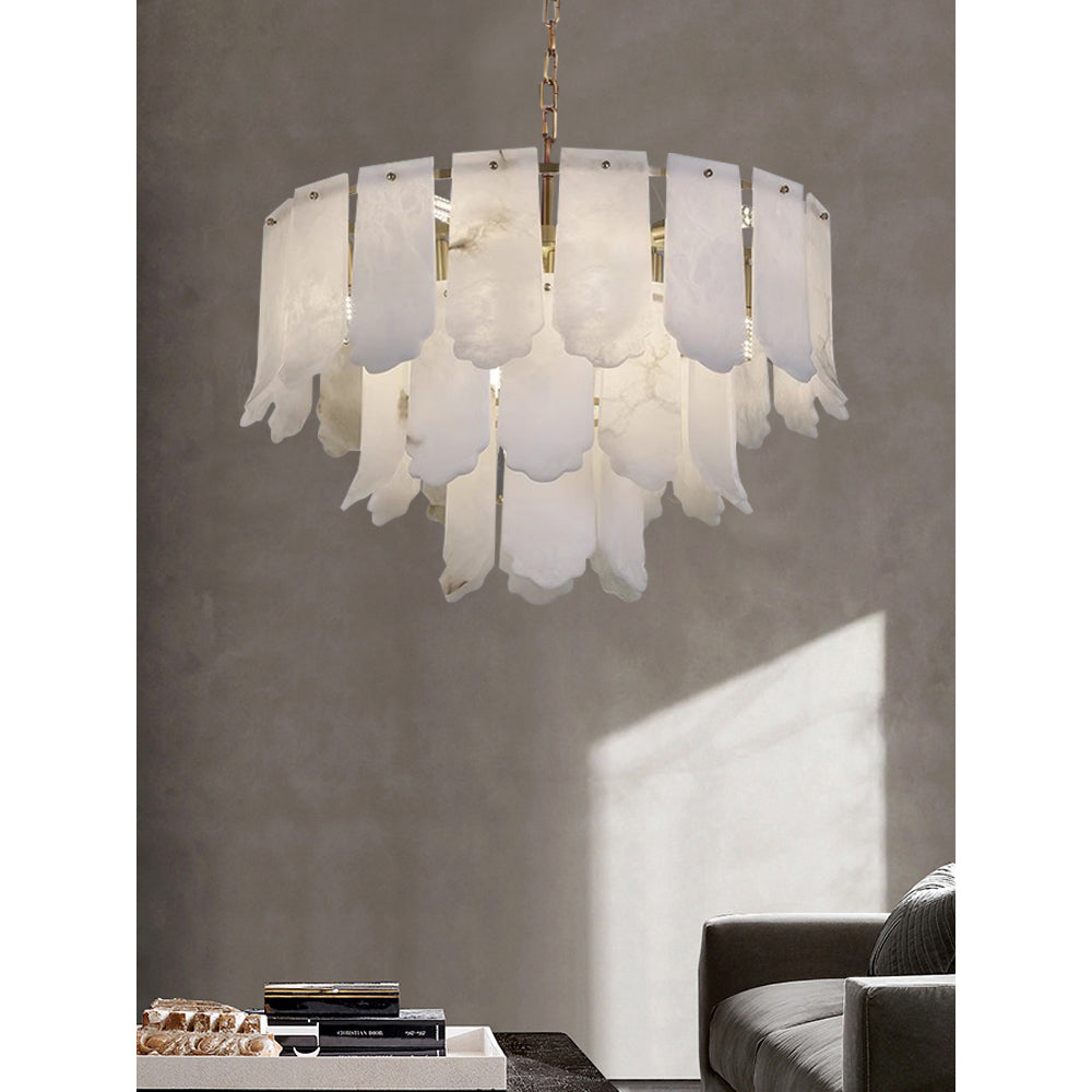 Hue Postmodern Luxury Brass Alabaster Chandelier - Lamp Copper