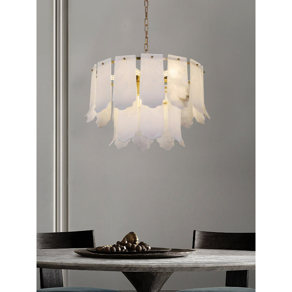 Hue Postmodern Luxury Brass Alabaster Chandelier - Lamp Copper