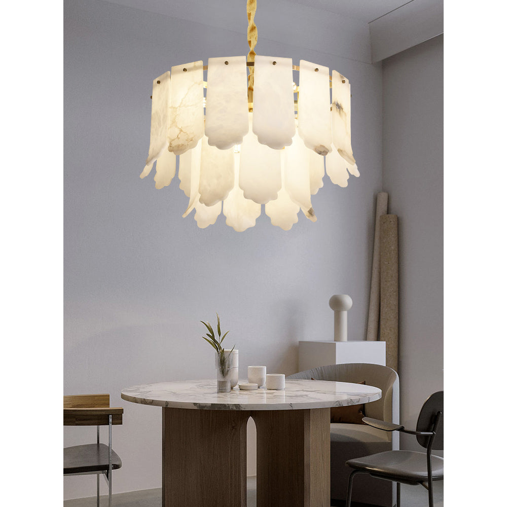 Hue Postmodern Luxury Brass Alabaster Chandelier - Lamp Copper