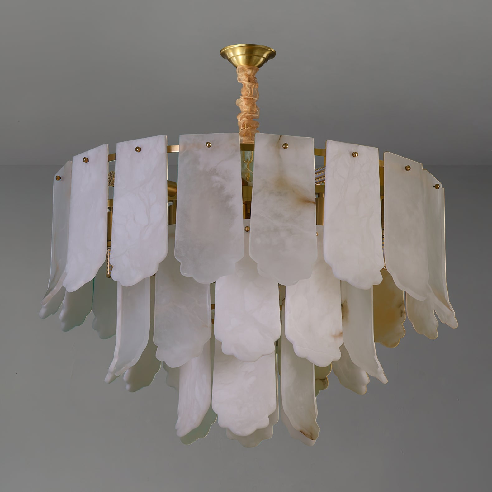 Hue Postmodern Luxury Brass Alabaster Chandelier - Lamp Copper