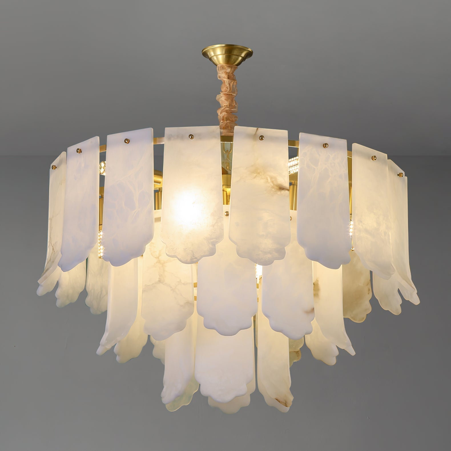 Hue Postmodern Luxury Brass Alabaster Chandelier - Lamp Copper