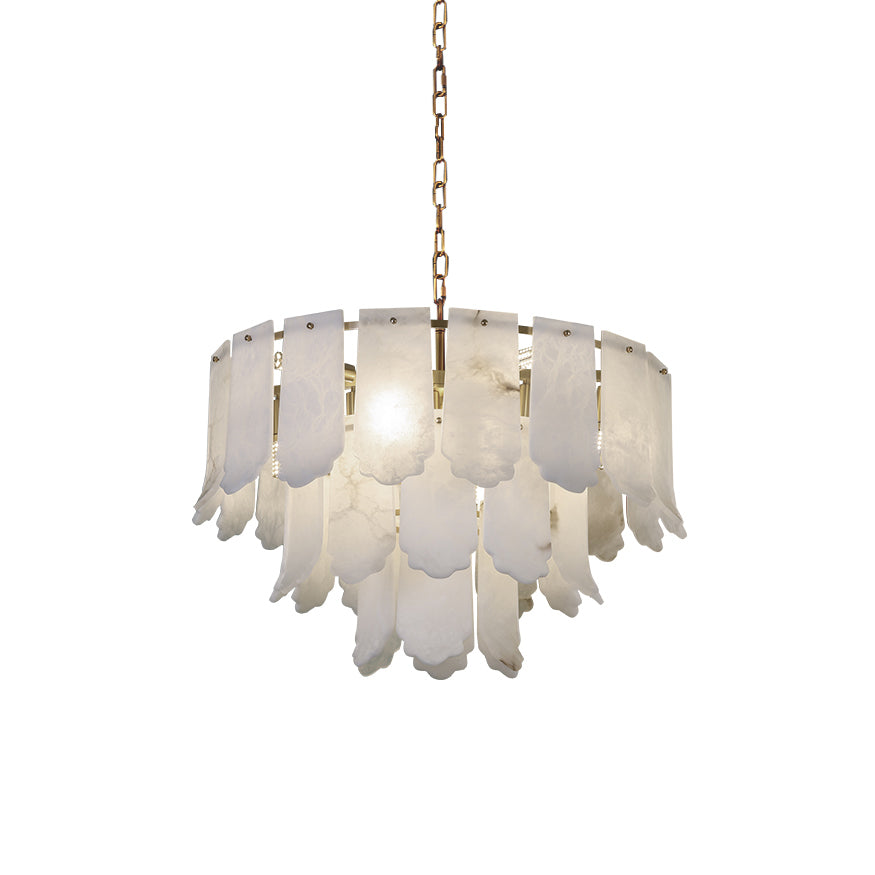 Hue Postmodern Luxury Brass Alabaster Chandelier - Lamp Copper