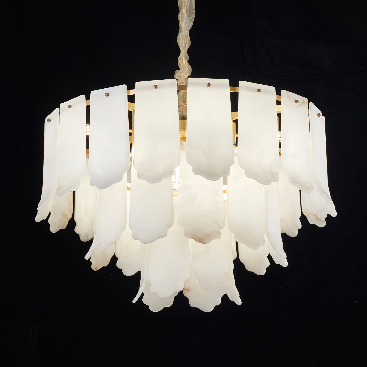 Hue Postmodern Luxury Brass Alabaster Chandelier - Lamp Copper
