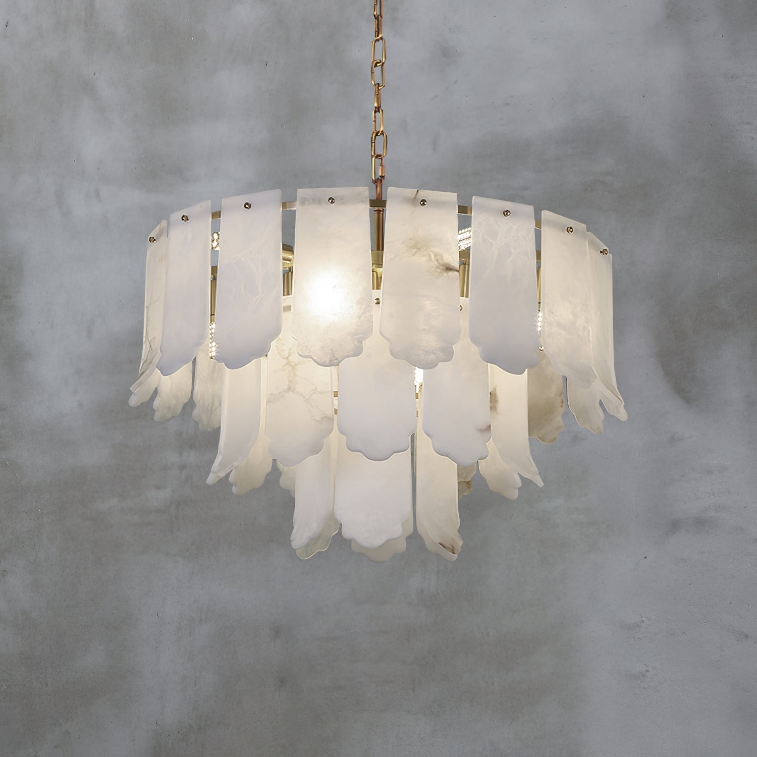 Hue Postmodern Luxury Brass Alabaster Chandelier - Lamp Copper