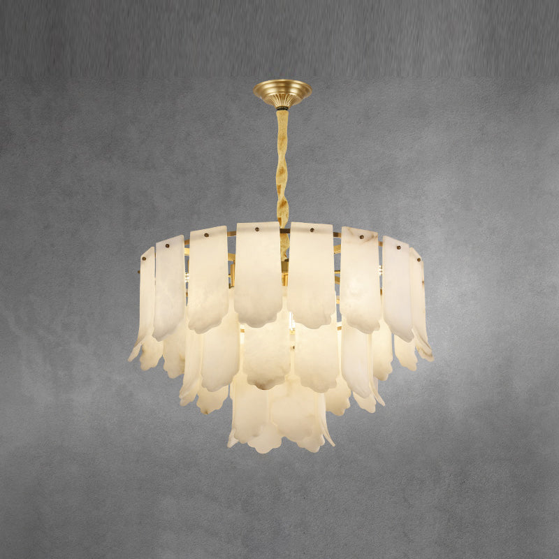 Hue Postmodern Luxury Brass Alabaster Chandelier - Lamp Copper