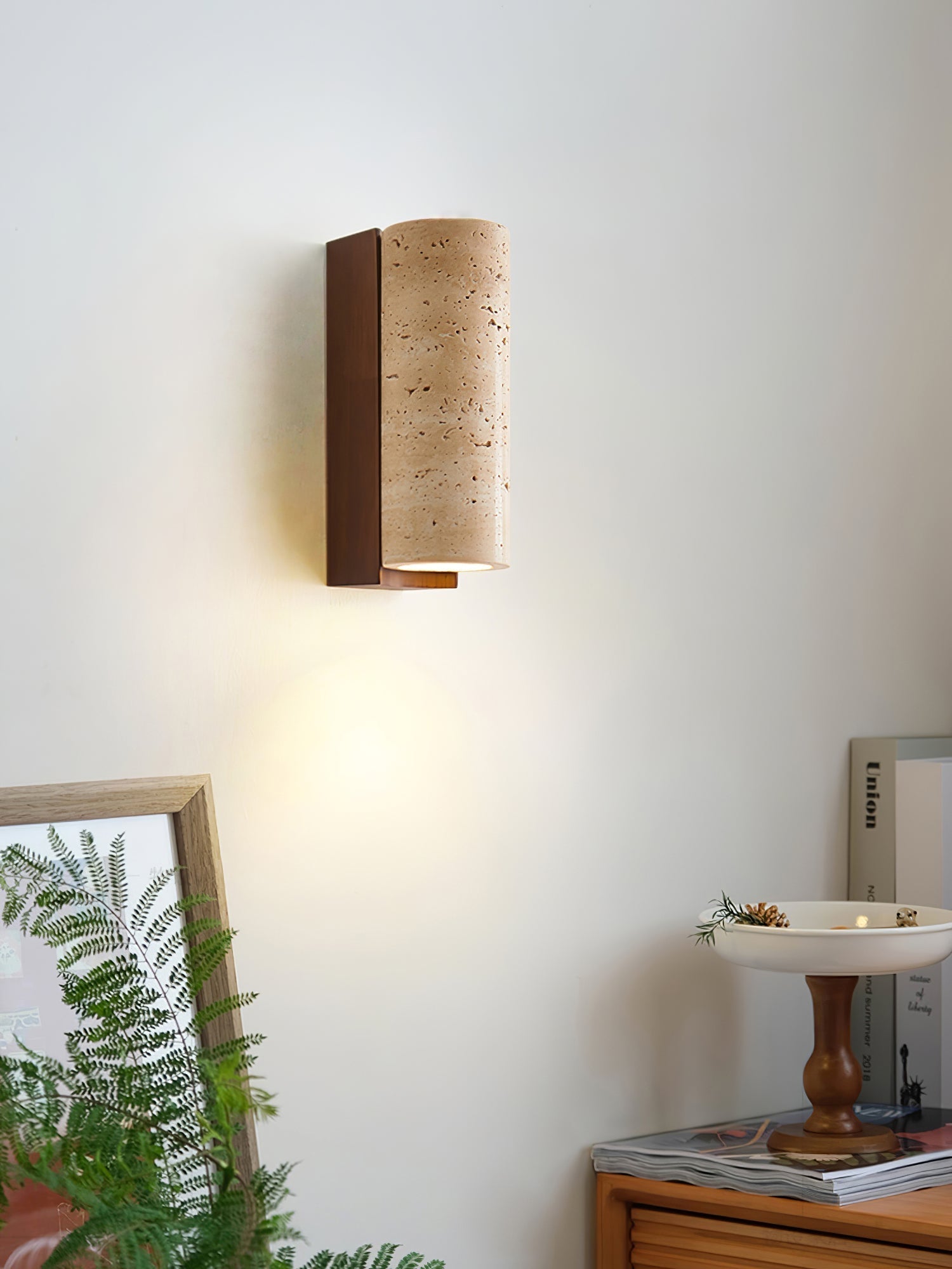 Lysandra Cylindrical Travertine Wall Light - Letslighting