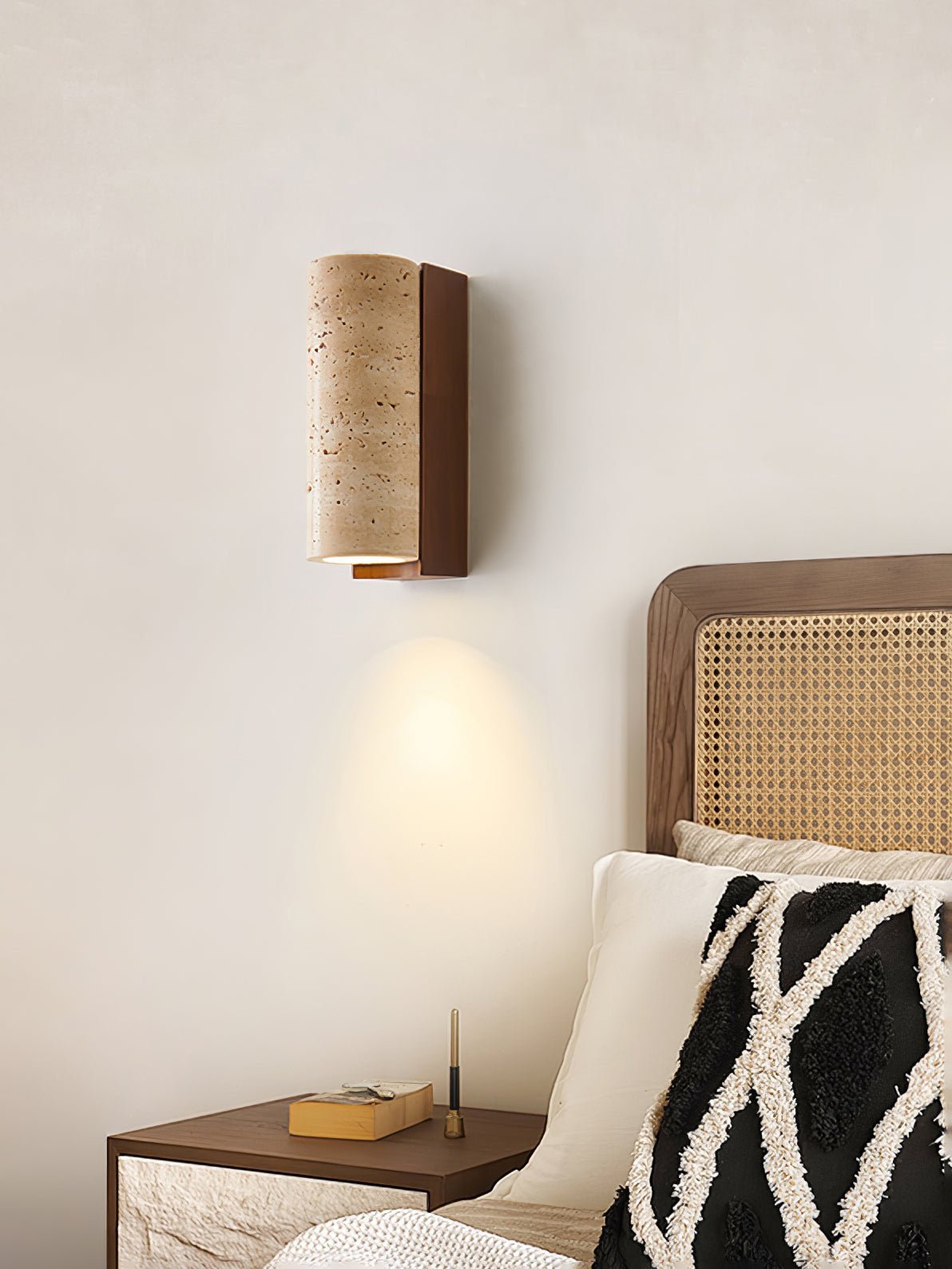 Lysandra Cylindrical Travertine Wall Light - Letslighting