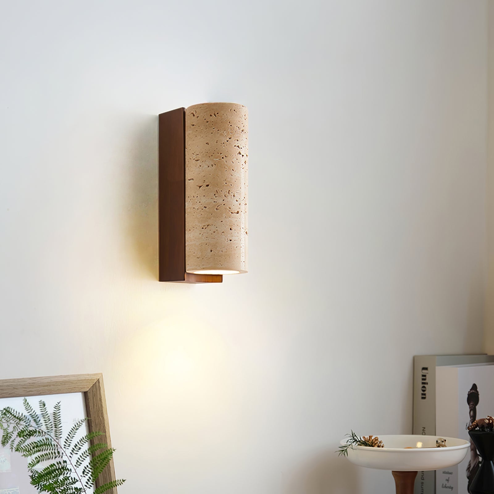 Lysandra Cylindrical Travertine Wall Light - Letslighting