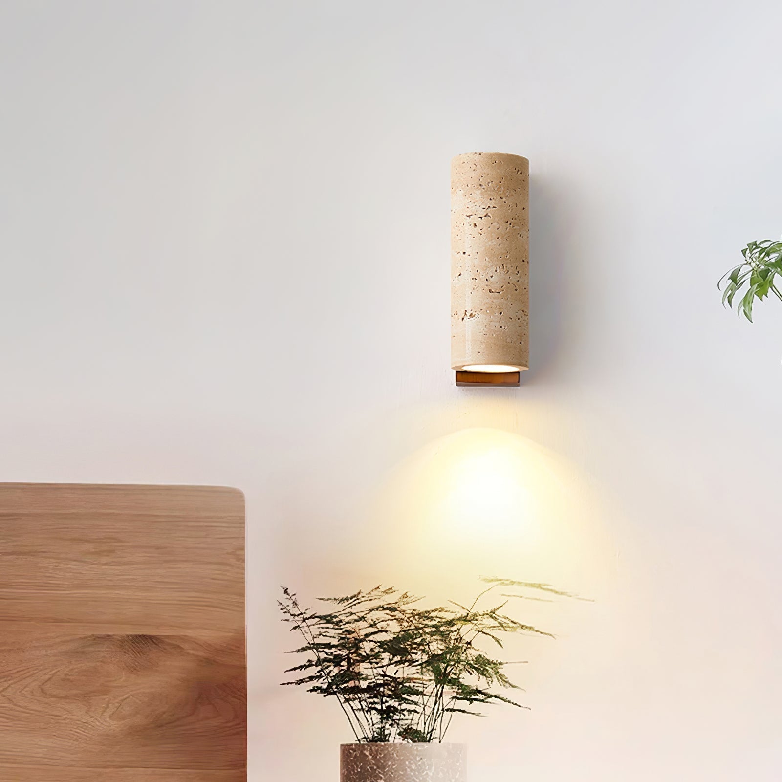 Lysandra Cylindrical Travertine Wall Light - Letslighting