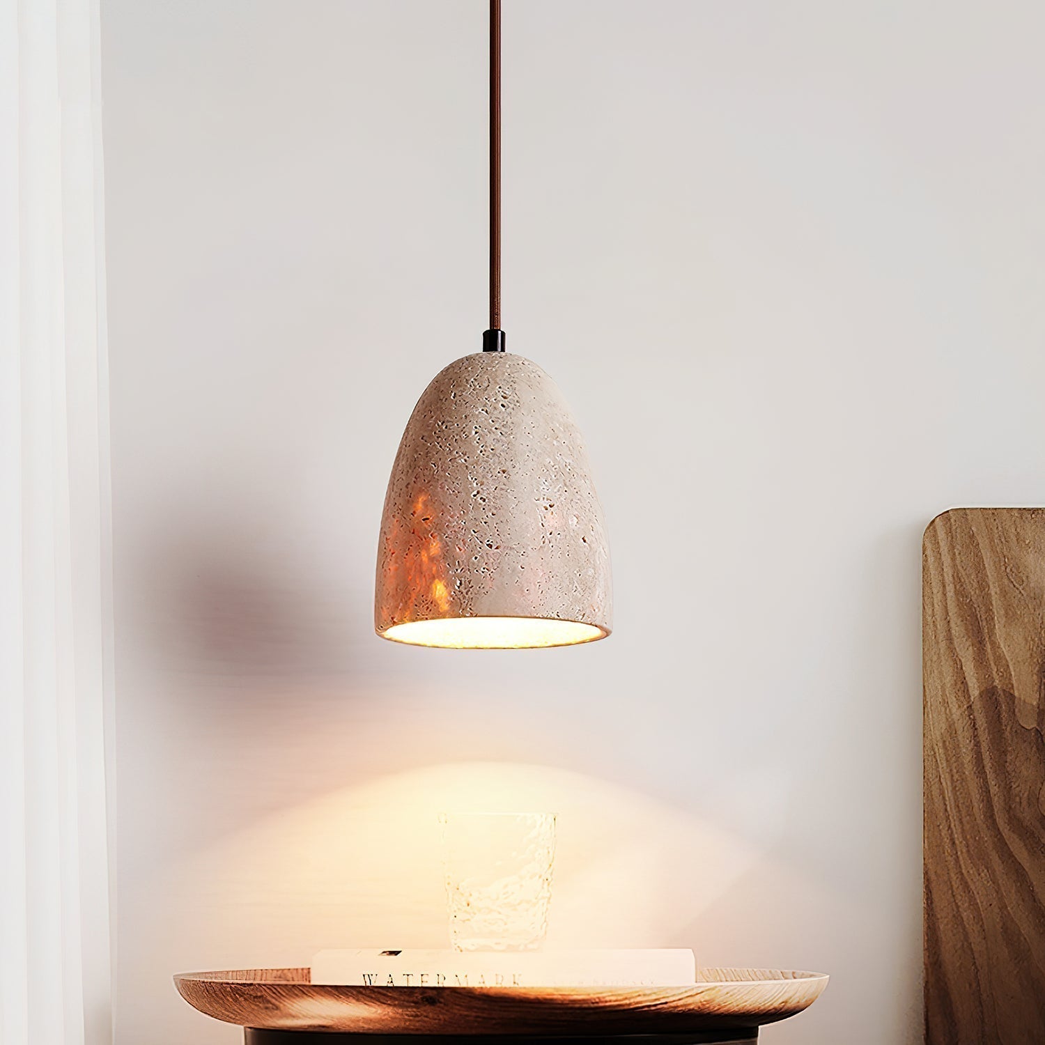 Evtheira Conical Travertine Pendant Light - Letslighting