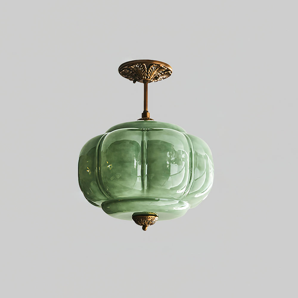 Eldio Green Glass Semi Flush Mount Light - Letslighting
