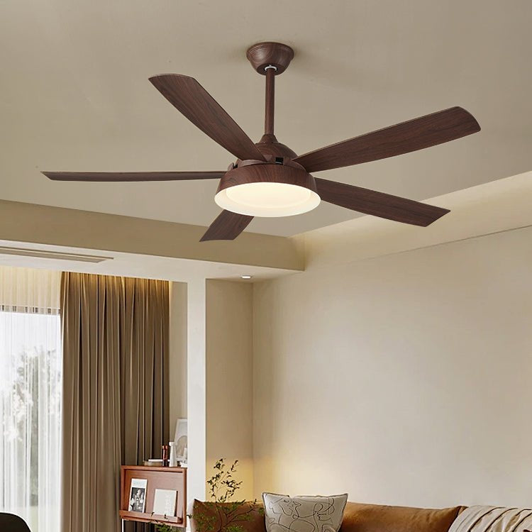 Ventilador de Techo Orvino con Luz de Madera, mostrando el acabado de veta de nogal