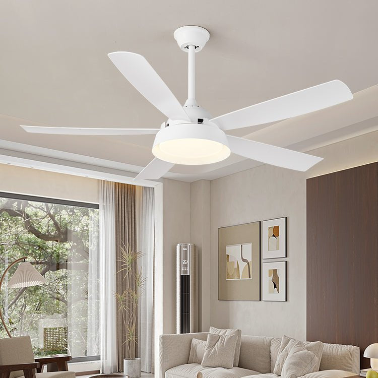 Ventilador de Techo Orvino con Luz de Madera, mostrando la pantalla blanca
