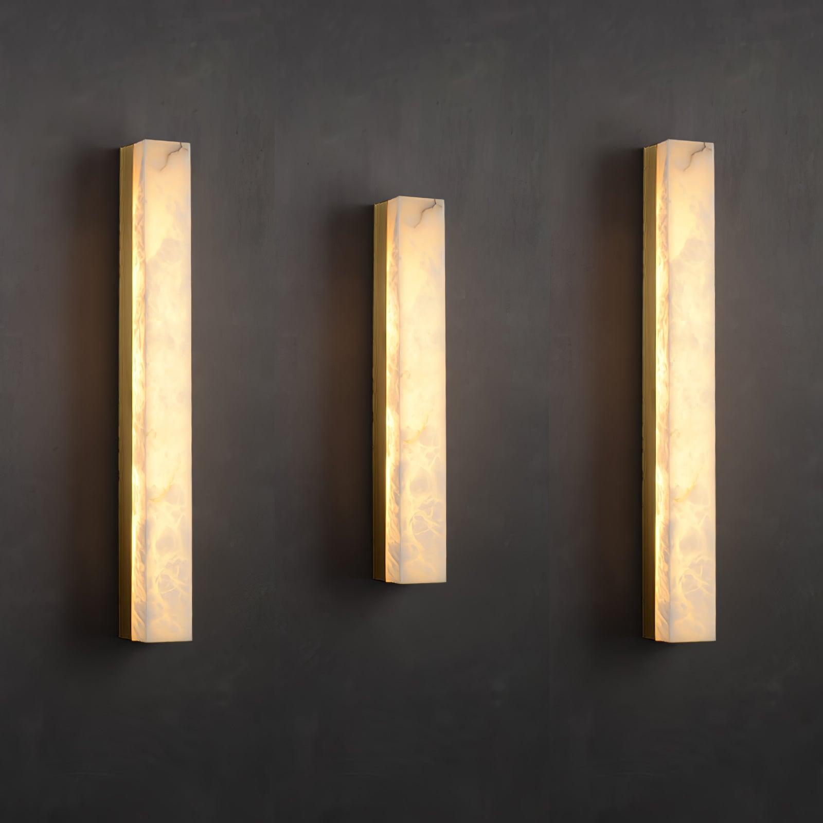 Quill Modern Minimalist Brass Alabaster Wall Lamp - Lamp Copper