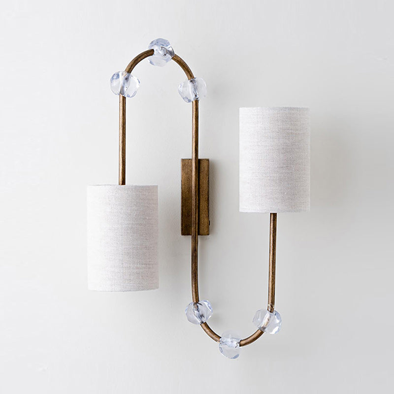 Rune Vintage Industrial Fabric Crystal Wall Lamp - Lamp Copper