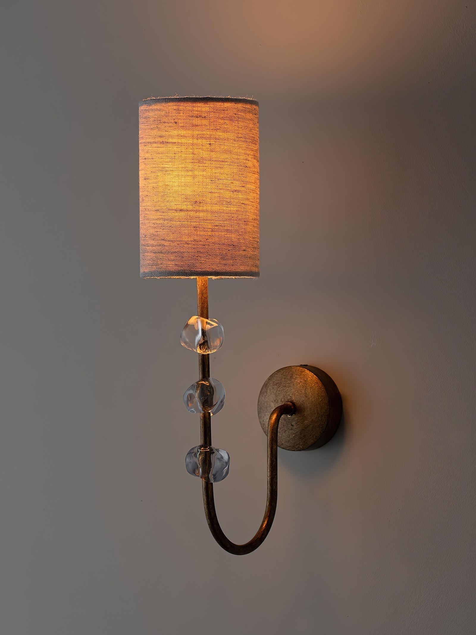 Rune Vintage Industrial Fabric Crystal Wall Lamp - Lamp Copper
