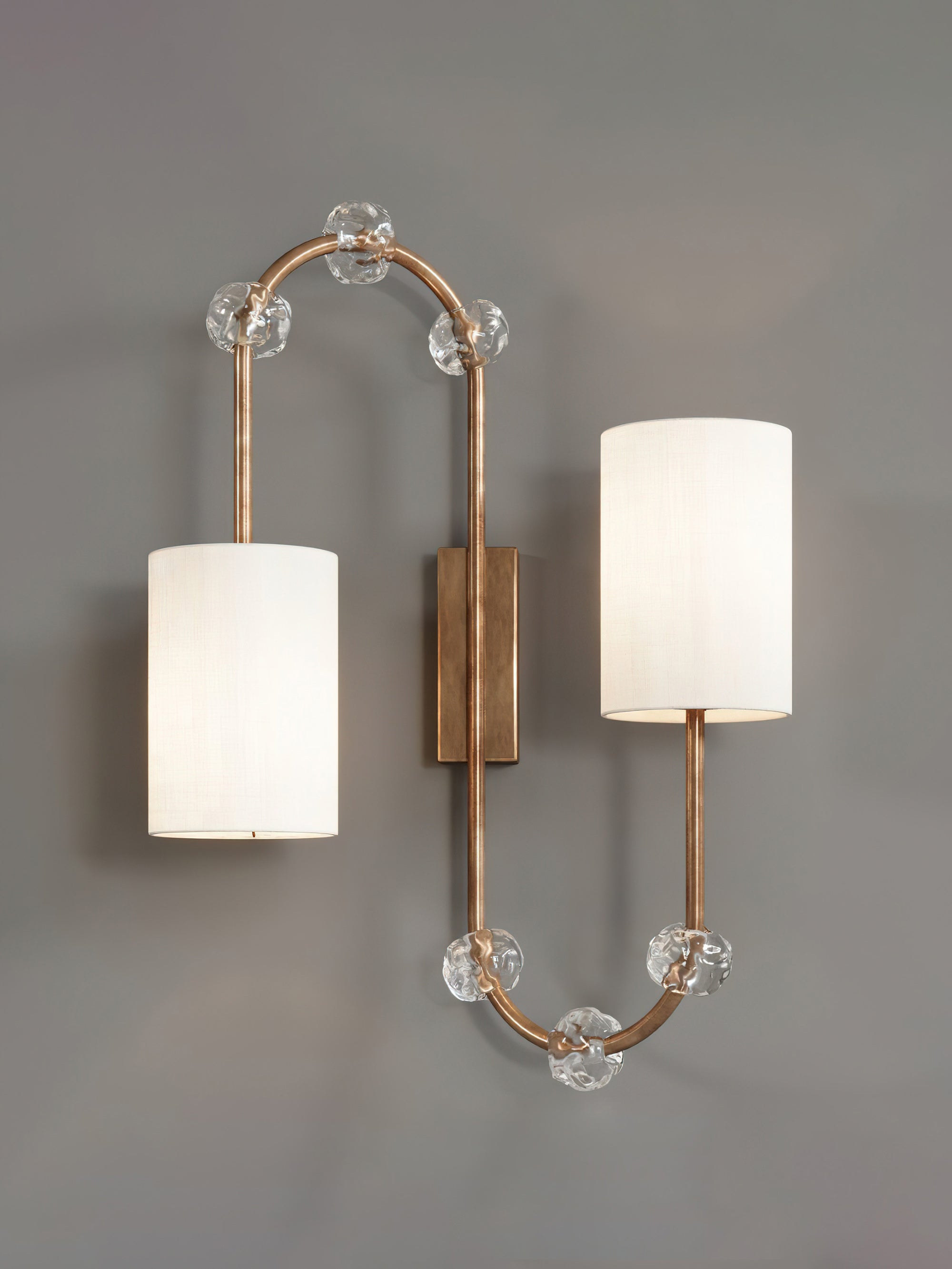 Rune Vintage Industrial Fabric Crystal Wall Lamp - Lamp Copper