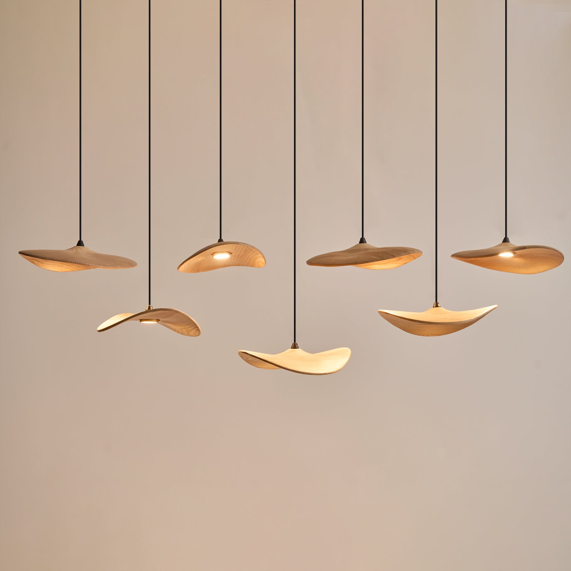 Abbott Modern Minimalist Empty Leaf Metal Wood Chandelier - Letslighting