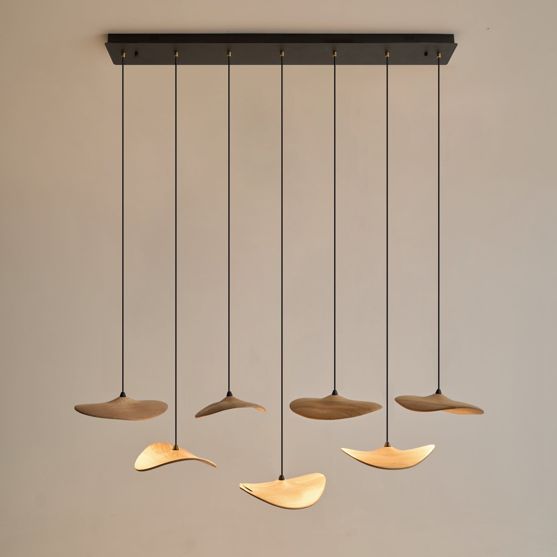 Abbott Modern Minimalist Empty Leaf Metal Wood Chandelier - Letslighting