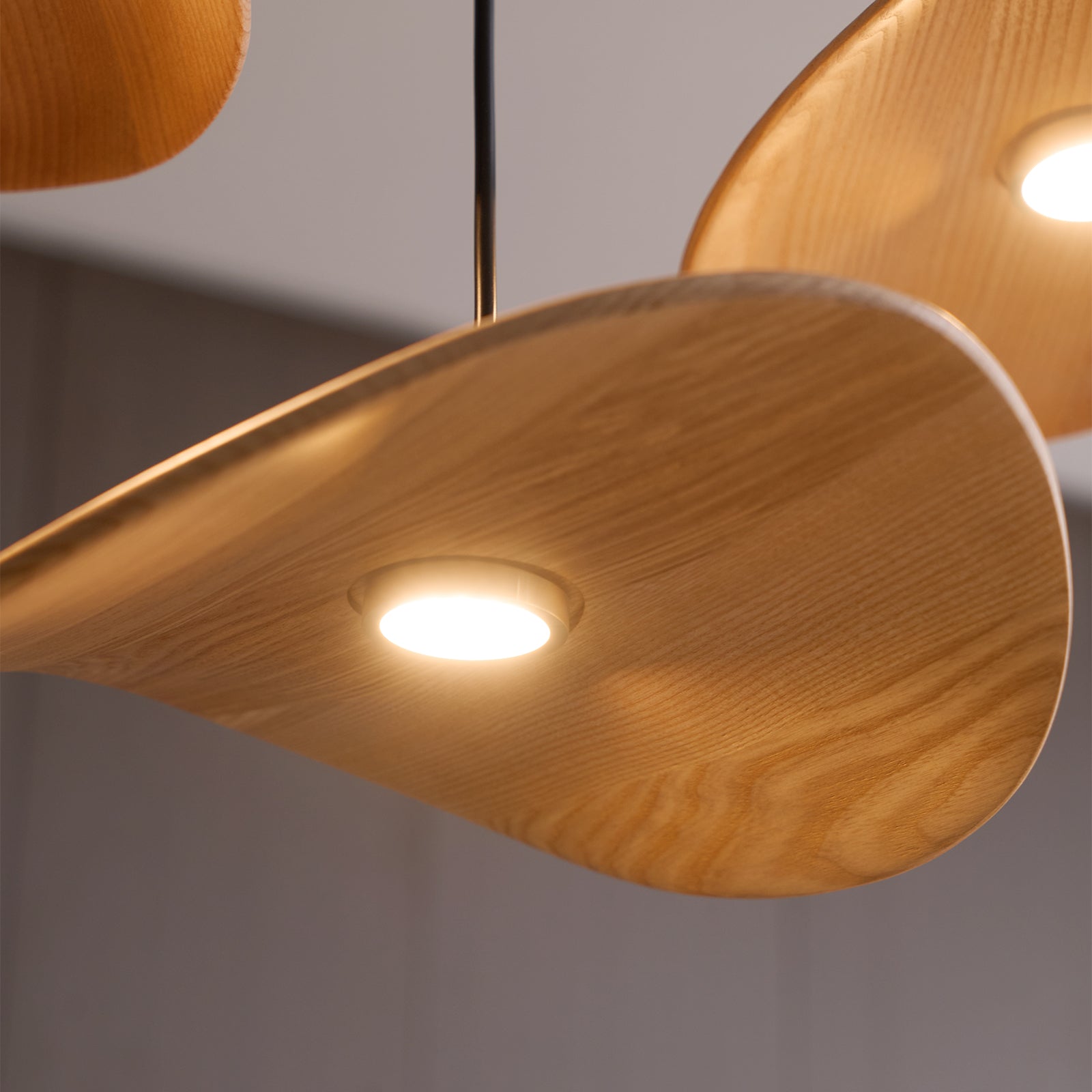 Abbott Modern Minimalist Empty Leaf Metal Wood Chandelier - Letslighting