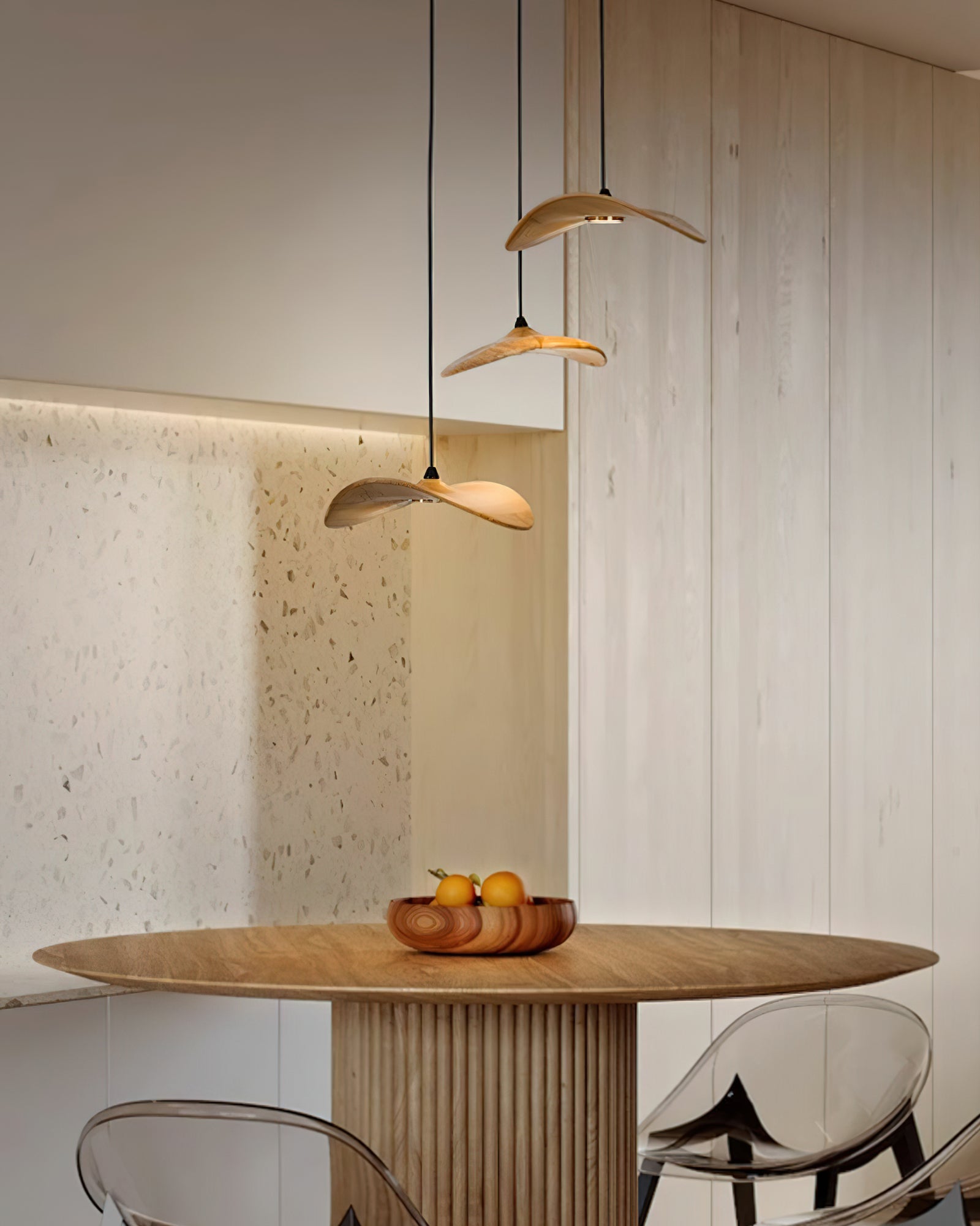 Abbott Modern Minimalist Empty Leaf Metal Wood Chandelier - Letslighting