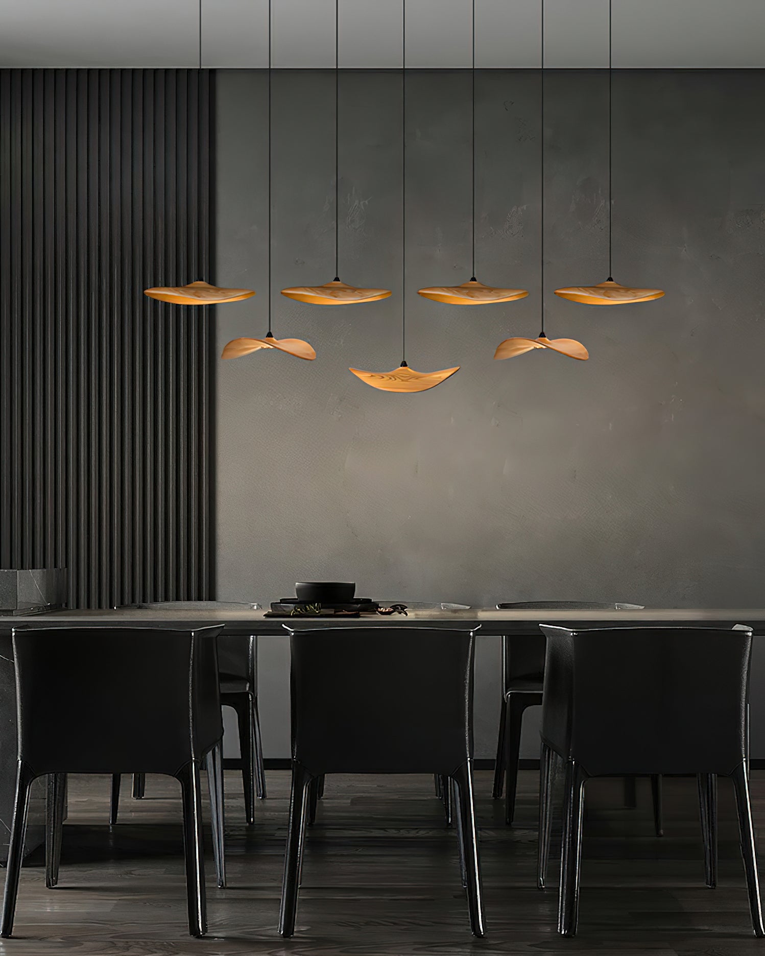 Abbott Modern Minimalist Empty Leaf Metal Wood Chandelier - Letslighting