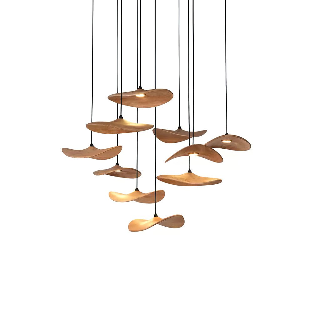 Abbott Modern Minimalist Empty Leaf Metal Wood Chandelier - Letslighting