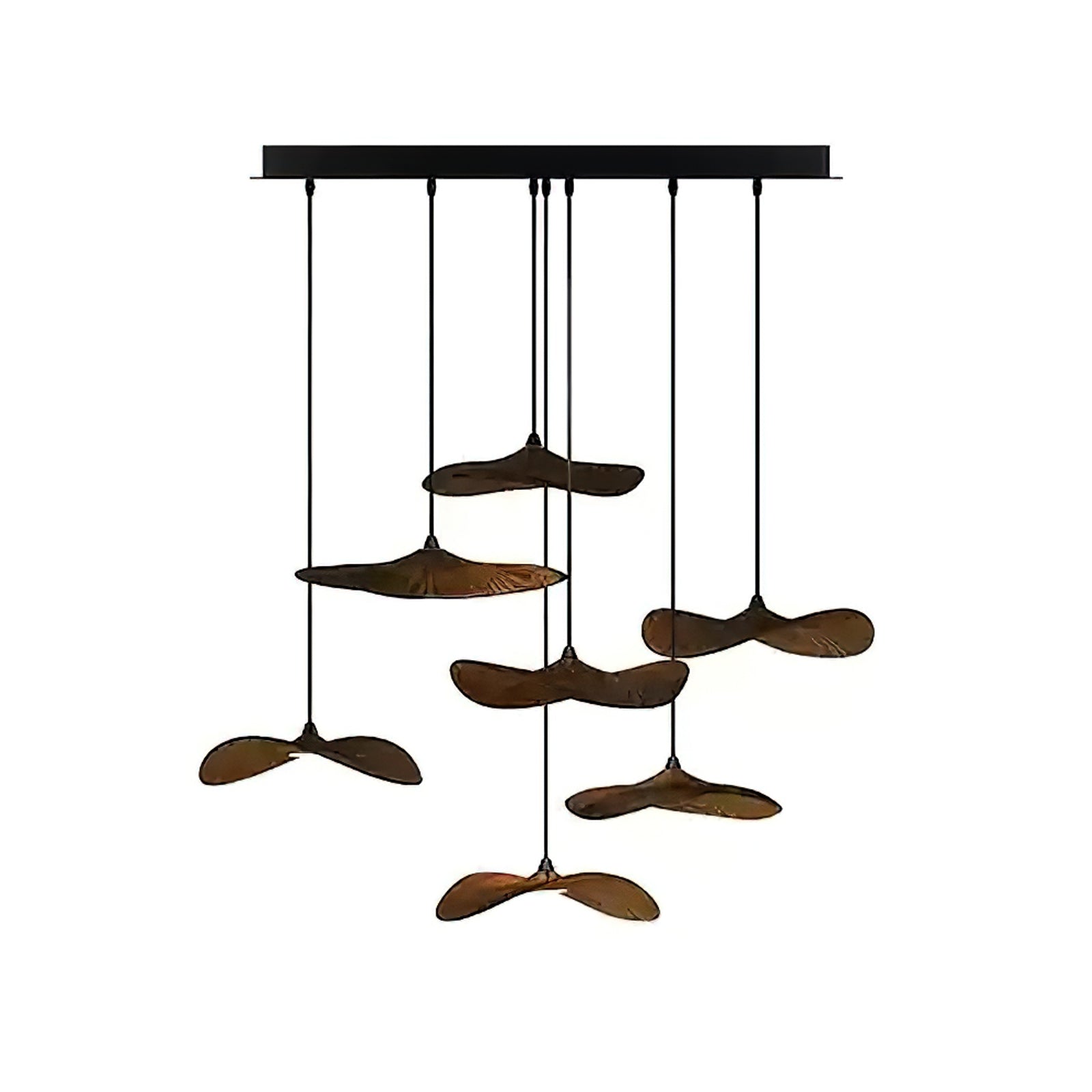 Abbott Modern Minimalist Empty Leaf Metal Wood Chandelier - Letslighting