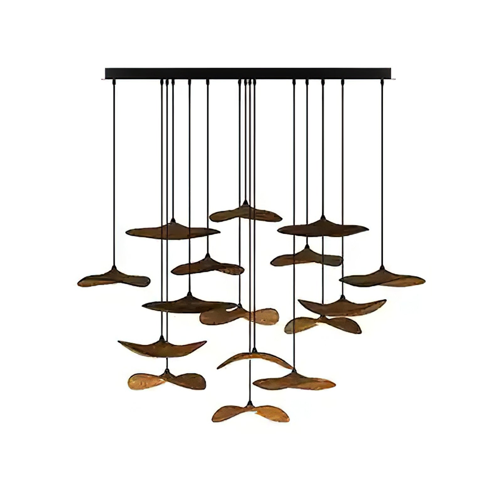 Abbott Modern Minimalist Empty Leaf Metal Wood Chandelier - Letslighting