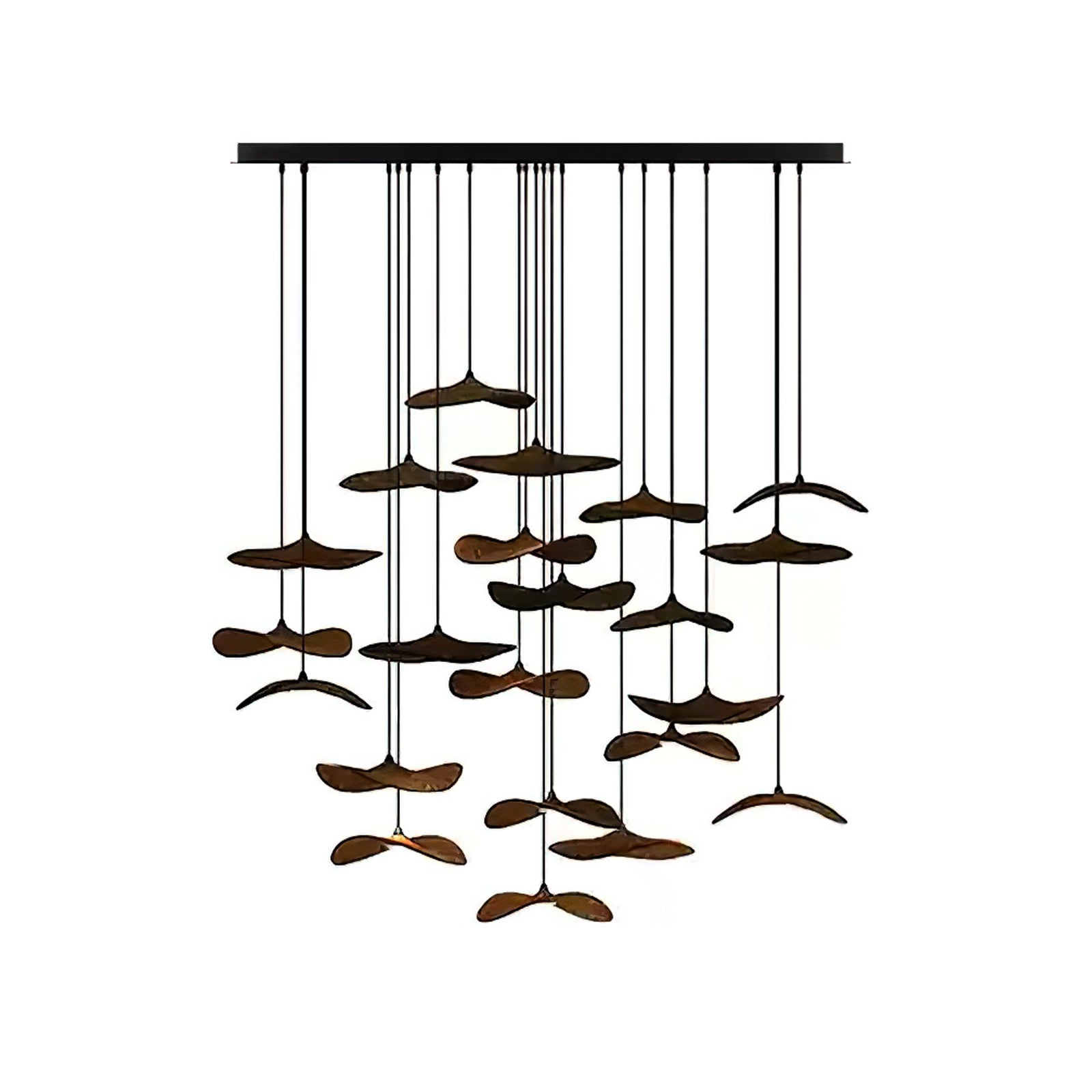Abbott Modern Minimalist Empty Leaf Metal Wood Chandelier - Letslighting
