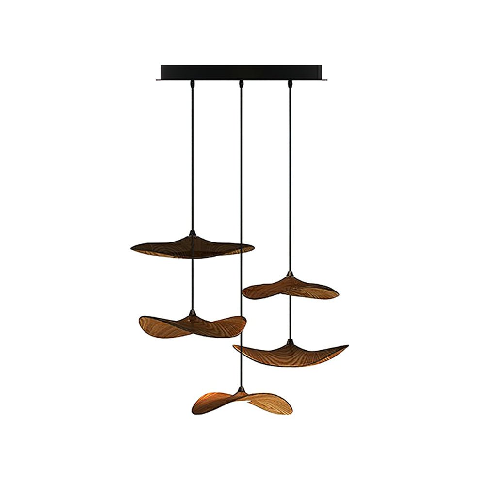 Abbott Modern Minimalist Empty Leaf Metal Wood Chandelier - Letslighting